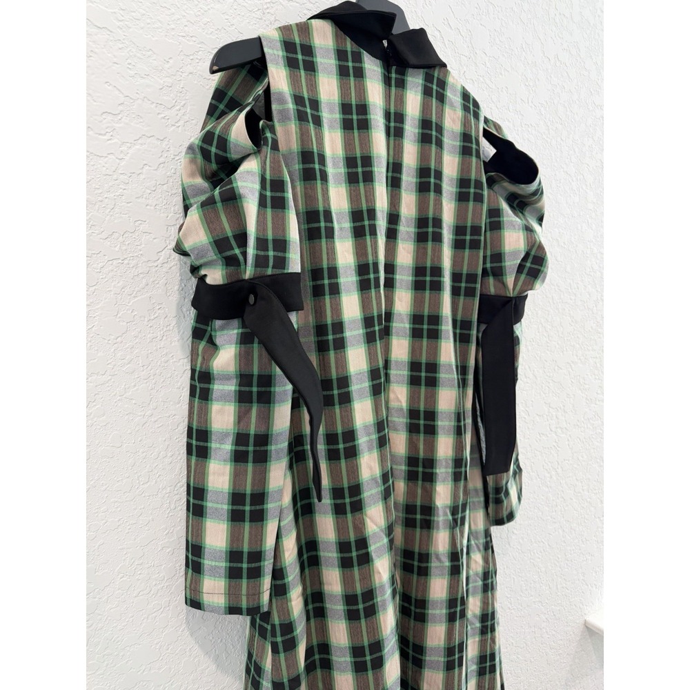 Julia Allert Size Medium Green Plaid Midi Dress Dark Academia Fall Pockets NWT - Picture 3 of 12